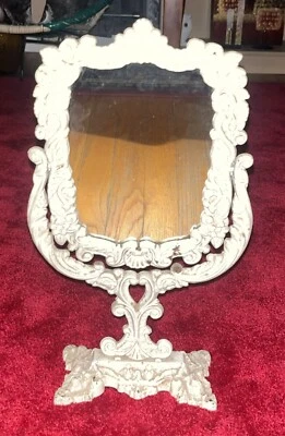 Antiguo tocador de hierro forjado victoriano de los años 1870-90 espejo oscilante pátina Foto 1 de 4