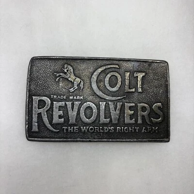 Colt Revolver Belt Buckle The World's Right Arm Metal Trademark Horse j-36 - Image 1 of 4