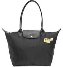 Longchamp Le Pliage Pokemon Pikachu Patch Large Nylon Shoulder Tote Black