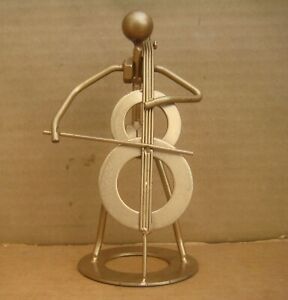 Nuts and Bolts Cello Player Metal Musician Figurine Sculpture 