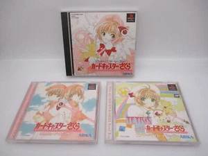 PS1 CARDCAPTOR SAKURA CLOWCARD MAGIC , ANIMETIC STORY & TETRIS 3Games Set Japan - Picture 1 of 10