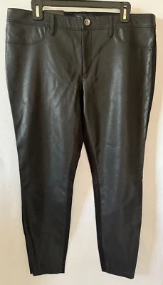 NWT Banana Republic Sloan Fit Skinny Faux Leather Front Black Pants Womens 14 - Image 1 of 4