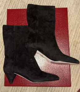 Tamara Mellon Kindred Mid Calf 55 Suede Black Size US 8/EU 38 New Made In Italy - Picture 1 of 11