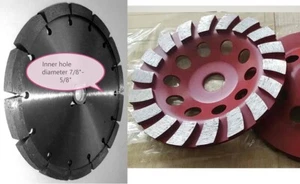 7" Tuck Point Diamond Blade + 6" Turbo Grinding cup concrete masonry wall cut - Picture 1 of 5