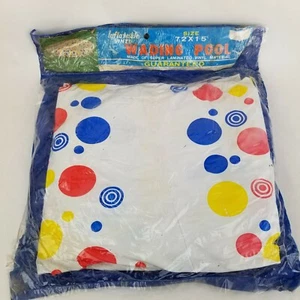 Vtg Inflatable Super Laminated Vinyl Wading Pool 72" x 15" Water Summer Taiwan - Picture 1 of 9