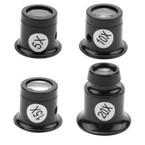 4PCS Loupe Eyeglass Magnifiers Set 5X 10X 15X 20X Watch Repair Loupe Magnifier - Picture 1 of 7