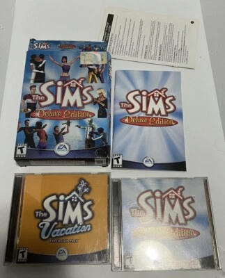 The Sims Deluxe Edition PC CD 2-Disc Box Set & Vacation Expansion - Manual & Key - Image 1 of 4