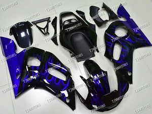 Fit for 1998-2002 YZF R6 Black Blue Flame ABS Injection Bodywork Fairing Panels - Picture 1 of 9