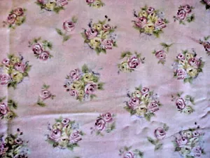 Marcus Brothers Textiles - Pink and Yellow Floral Bouquets Cotton Fabric - 2+ yd - Picture 1 of 1