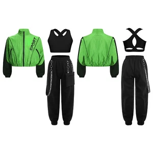 Kids Girls Tracksuit Summer Crop Tops With Pants Skateboarding Sweatsuit Sport - Picture 1 of 54