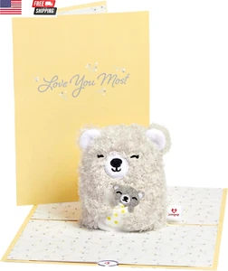 Plushpop Soft Animal Pop-Up Card for Her and Him - 3D Bear Everyday Greeting Car - Picture 1 of 24
