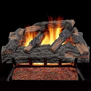 HearthSense Vented Gas Fireplace Log Set, 24In. 55K BTU, Model# MO24HVL - Picture 1 of 7