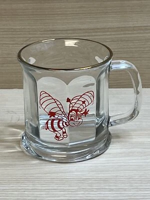 Taza de vidrio de abejorro de dibujos animados de abeja roja hecha en EE. UU. borde dorado Foto 1 de 4