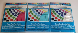 New Set of 3 Paper Hanging Party Garland 27 ft 1 Pink, 1 White, 1 Blue, 9' each - Picture 1 of 2