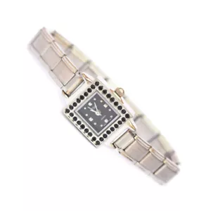 Orologio Charm Italiano Quadrato Nero Bling - Bracciale Gioielli Trendy Anni 90 WW401nero - Foto 1 di 3