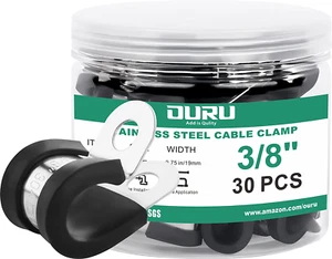 30 piezas abrazaderas de cable de acero inoxidable de 3/8 pulgadas, recubiertas de goma acolchadas aisladas aprox. - Imagen 1 de 12