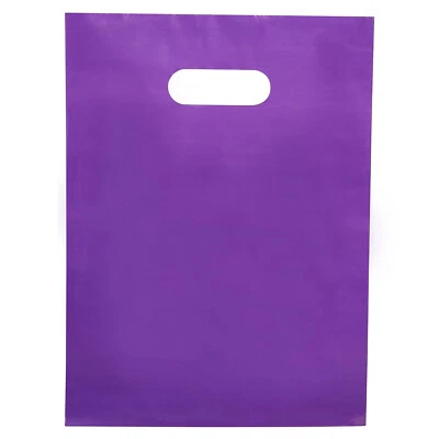 Bolsas de compras de plástico 1000 púrpura 9" x 12" mercancía mango troquelado regalo al por menor Foto 1 de 4