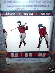 VINTAGE, PLAID 'GOLFER' WALL BORDER, 5 ROLLS, NIP - Picture 1 of 1