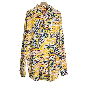 Enyce Clothing Co Camicia Uomo Vintage Bottoni 3XL Giallo Astratto Anni 90 Streetwear - Foto 1 di 11