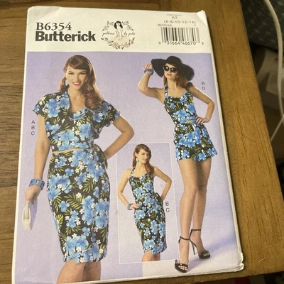 Bolero Butterick Pattern B6354 Ms RETRO ~ Bustier ~ Falda pareo ~ Pantalones cortos 6-14 GERTIE Foto 1 de 2