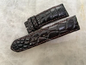 24mm/22mm Brown Alligator Crocodile Print Leather Watch Strap Band - Picture 1 of 1