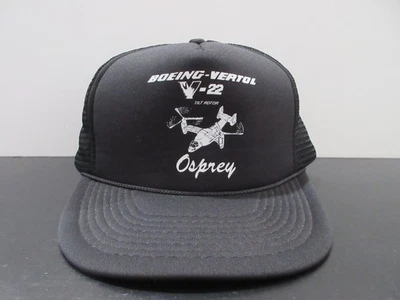 VINTAGE Boeing Hat Cap Snap Back Black Osprey Vertol V 22 Plane Trucker Mens - Image 1 of 4
