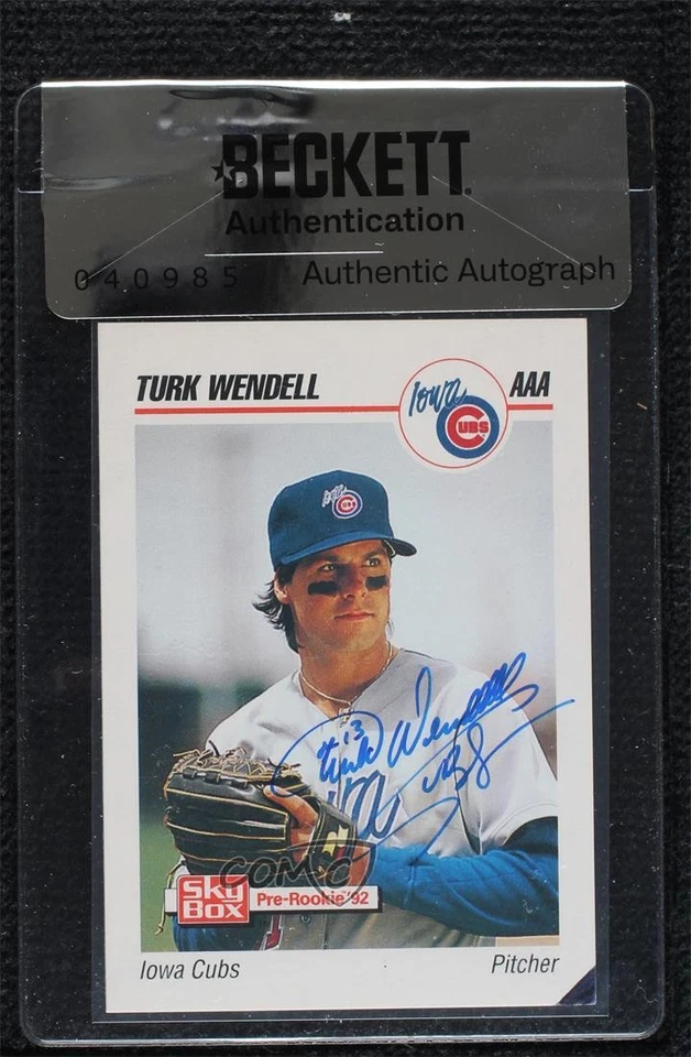 BAS 1992 SkyBox Pre-Rookie AAA Packs Turk Wendell #109 Seal of Authenticity RC - Image 1 of 2