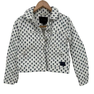 COACH White and Blue Floral Denim Jacket Women's Size Small - Picture 1 of 7