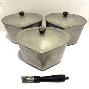 Vintage Club gehämmerte Aluminiumguss Töpfe Herzform mit Deckel & abnehmbarem Griff - Bild 1 von 21