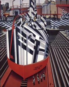 Dazzle-ships in Drydock at Liverpool by Edward Wadsworth Painting Print CANVAS - Picture 1 of 3