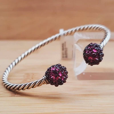 David Yurman Garnet Berries Station Cable Sterling Silver Bracelet NWT - Image 1 of 4