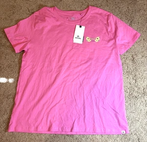 New Rip Curl Tshirt Women's Size Medium Pink 100% Cotton Tropical Surf - Picture 1 of 9