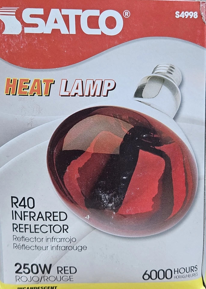 (12) Satco S4998 250 Watt R40 Red Heat Lamp Bulbs - CASE of 12 - Image 1 of 3
