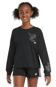 NWT Authentic Girls adidas L/S Crew Waist Black Pullover Size M (10-12) - Picture 1 of 4