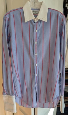 RARE Turnbull & Asser Striped Contrast Collar/Cuffs Shirt England Size 16 (41cm) - Image 1 of 4