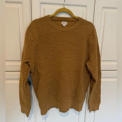 J. Suéter tejido Crew para hombre dorado tostado talla XL ajustado 100 % algodón capa texturizada Foto 1 de 4