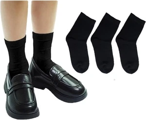 Boys Dress Socks 3 Pairs Kids Girls Crew Sock 6-8 Years, 01 Black  - Picture 1 of 7