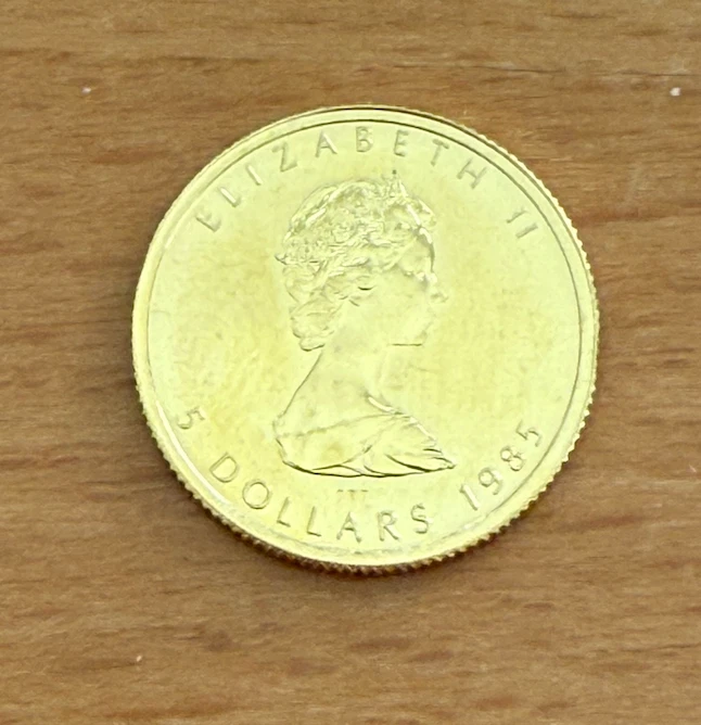 Canada 1985 Gold 1/10 oz $5 UNC Maple Leaf - Image 1 of 4