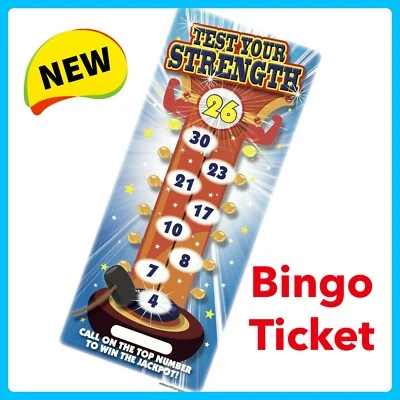 Bingo Flyers Hoy Bingo Test Your Strength Ring the Bell Bingo Sheet Bingo 100  - Image 1 of 2