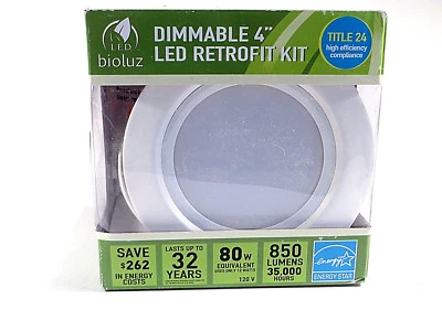 Recessed Lighting Dimmable 4" Retrofit Kit Bioluz LED 12W White Energy Star NIB - Image 1 of 4