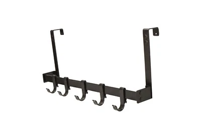 FantasHome 18” Rustic Style Over the Door Hook Rack with 5 Hooks – Black - Image 1 of 4