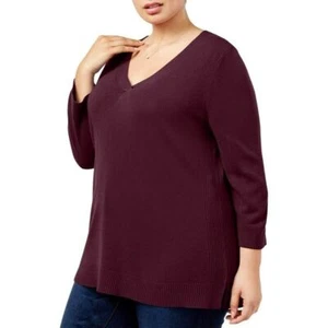 Karen Scott Damen Plus V-Neck Pullover Luxsoft Warm - Bild 1 von 3