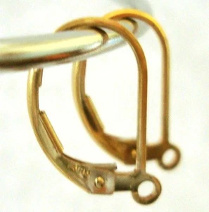 10pc 14k Yellow Gold Filled plain Leverback w/ open loop earring earwire GE30 - Picture 1 of 2