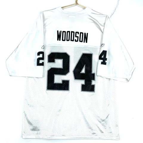 Vintage Charles Woodson Oakland Raiders Reebok Jersey Size Large White Football Cover