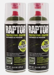 U-POL 4887 Raptor 2K Olive Green Spray-On Truck Bedliner Aerosol 2 Pack 13.2 oz - Picture 1 of 1