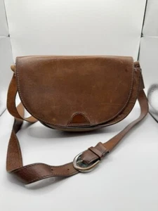 ZARA WOMAN Half Moon Brown Coffee Leather Crossbody Bag Purse Adjustable Strap - Picture 1 of 7