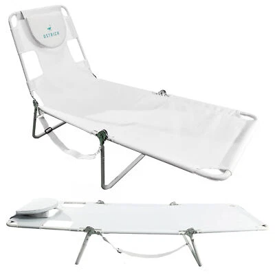 Ostrich Lounge Versatile Facedown Beach Tanning Chair, White (Open Box) - Image 1 of 4