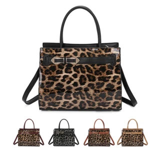 Women's Shiny Patent Leather Dual Top Handle Large Shopper Tote Shoulder Handbag - Picture 1 of 12
