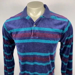 Vtg 70s 80s Velour Shirt Mervyns Disco Skate Striped Boogie Nights Mens Small - Picture 1 of 12