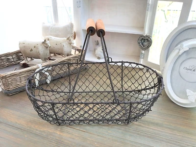 CLAYRE & EEF Deko Obst Korb DRAHTKORB LANDHAUS M braun Metall 32x18x9cm Shabby - Bild 1 von 4